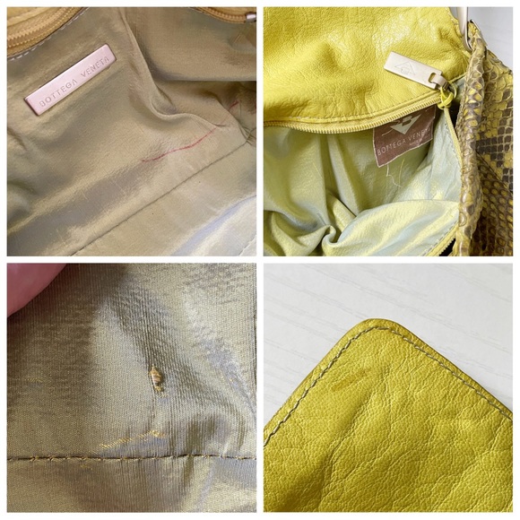 ❤️SOLD❤️Bottega Veneta yellow snakeskin leather vintage shoulder bag - Picture 9 of 13